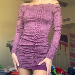 long sleeve purple dress